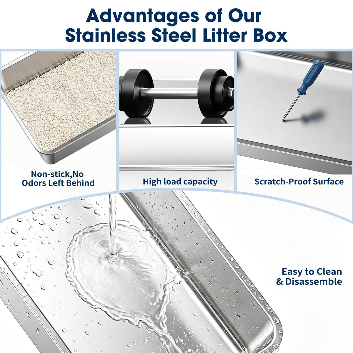 XXXL Stainless Steel Cat Litter Box with Lid X5210
