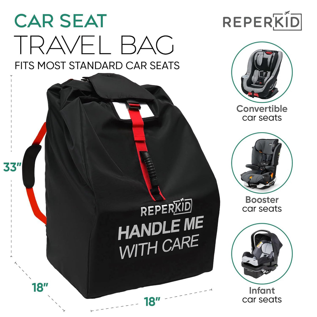 Car Seat Travel Bag with Backpack Straps Y68784