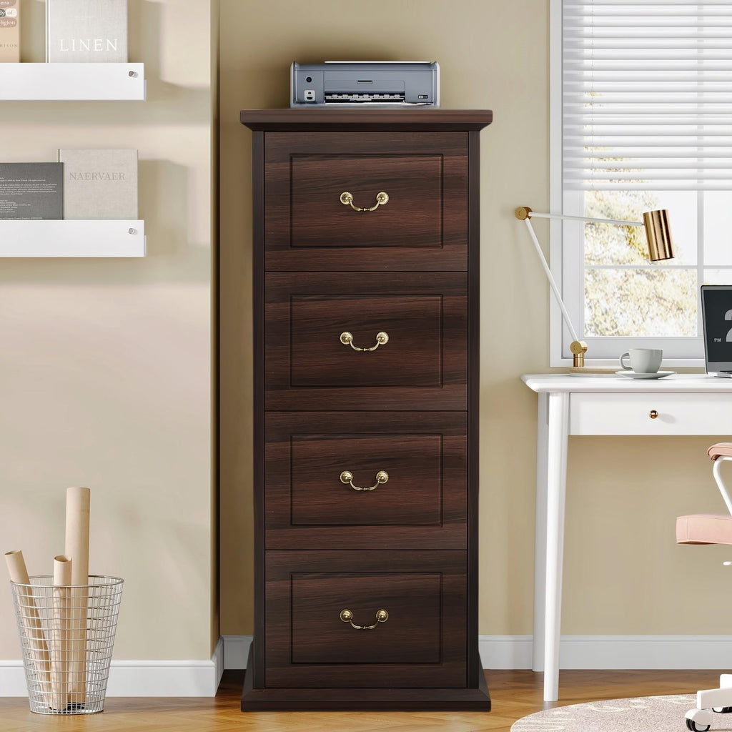 4 Drawer Dark Walnut File Cabinet L180235