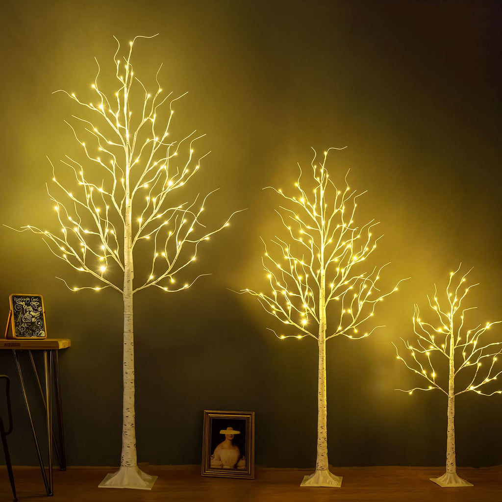 6ft 96LED Lighted Artificial Birch Tree with 9 Modes Timer E7884