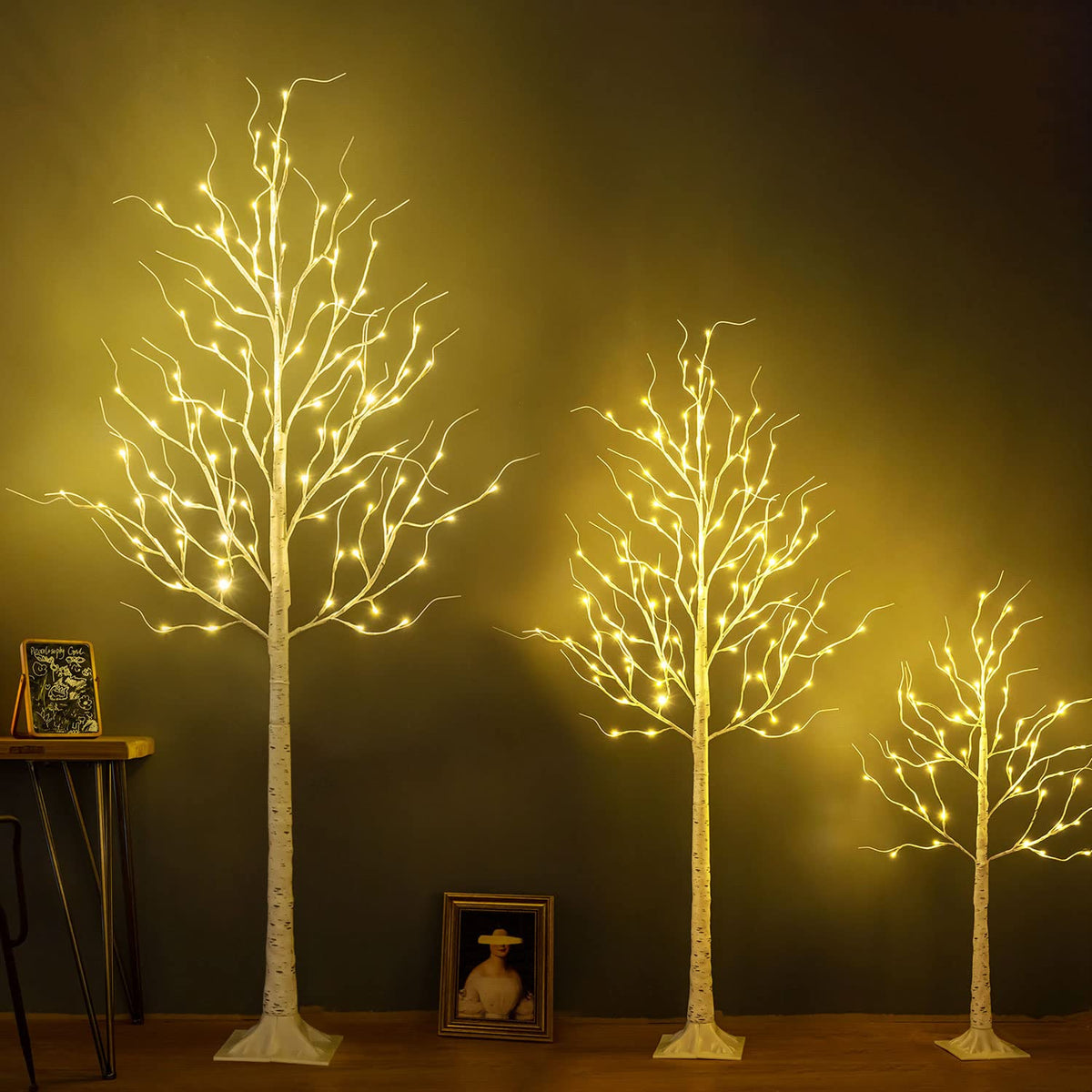 6ft 96LED Lighted Artificial Birch Tree with 9 Modes Timer E7884
