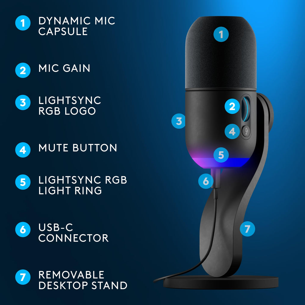 Black USB Dynamic Gaming Microphone A36558