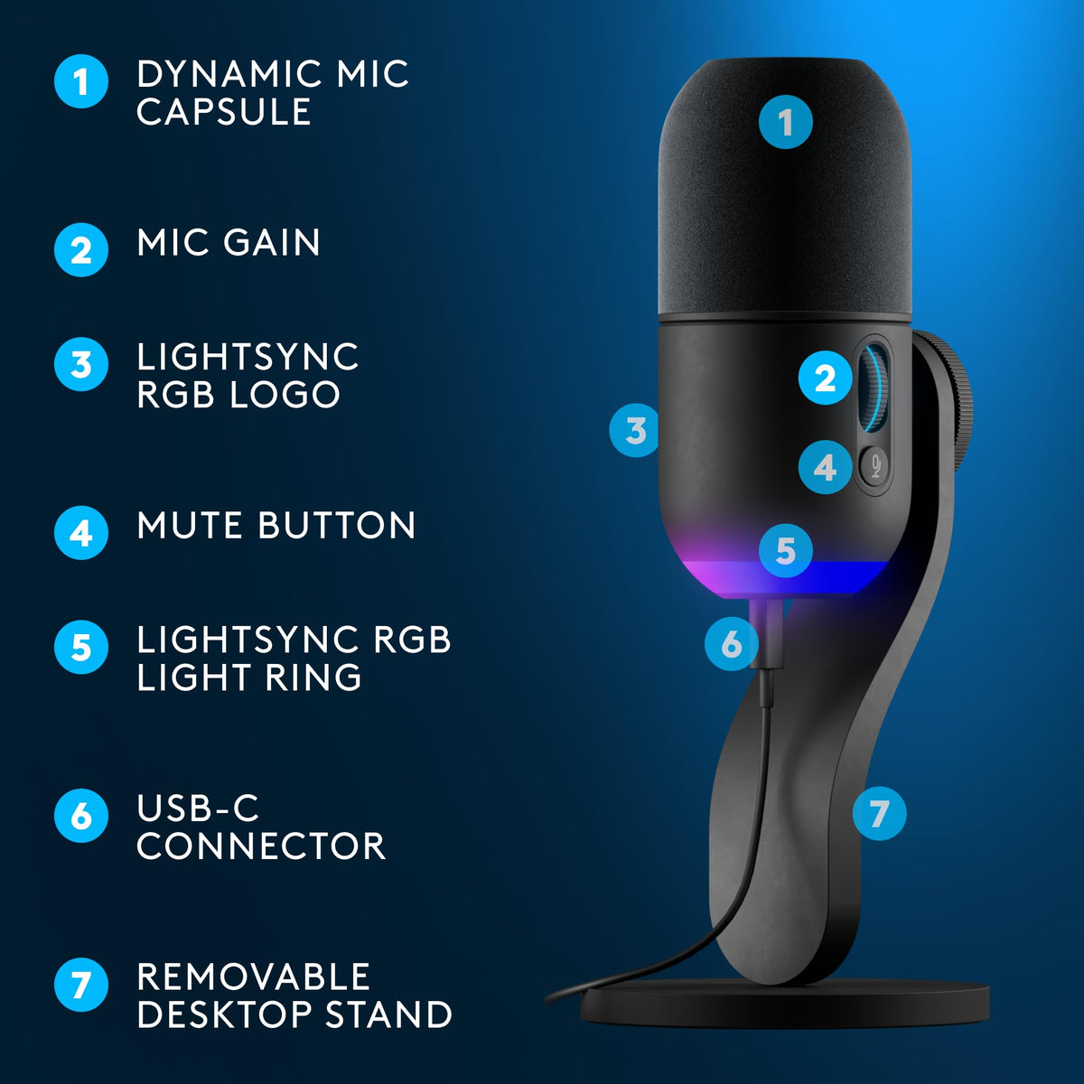 Black USB Dynamic Gaming Microphone A36558