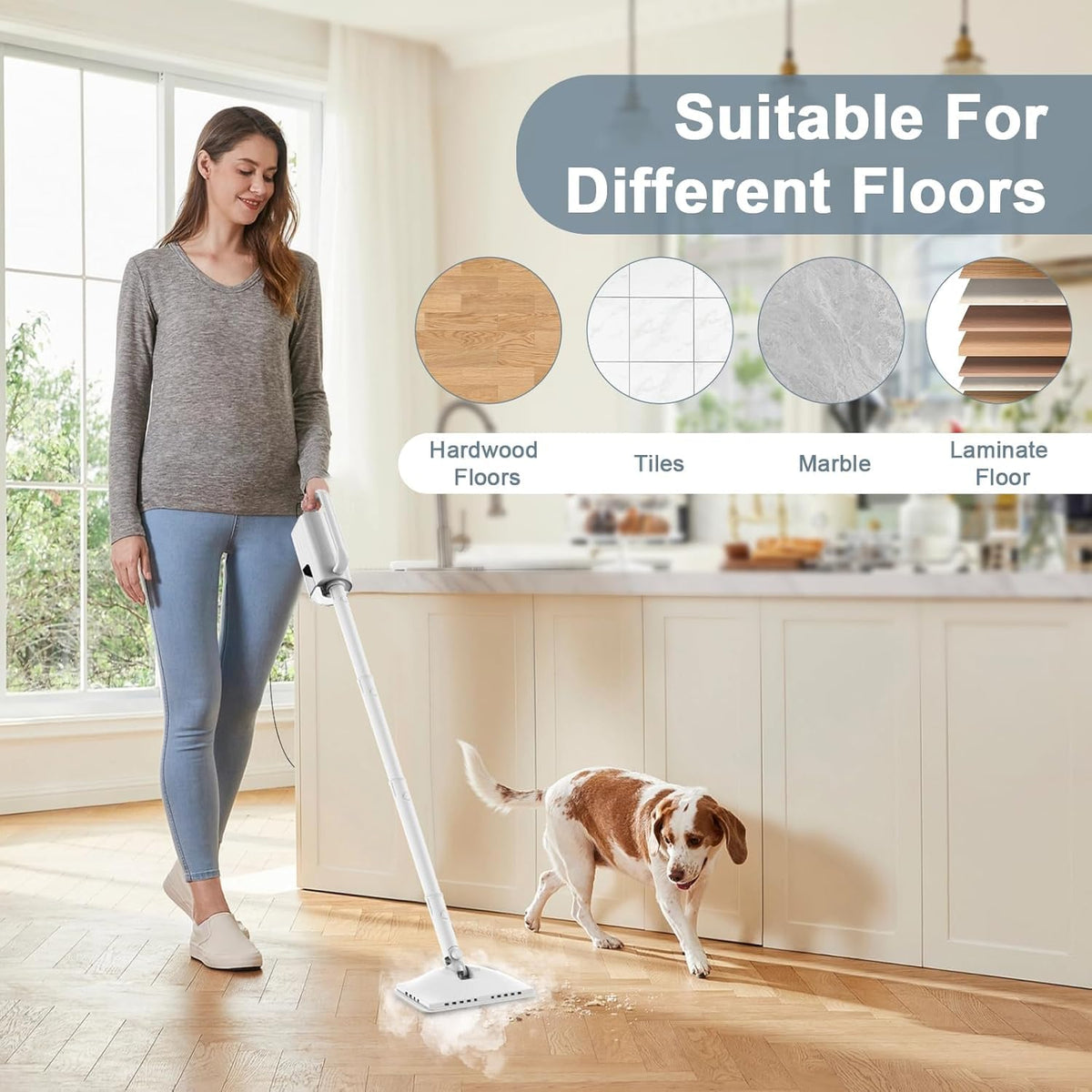 1200W 6-in-1 Steam Mop with 2 Modes, 400ML Removable Tank X21049