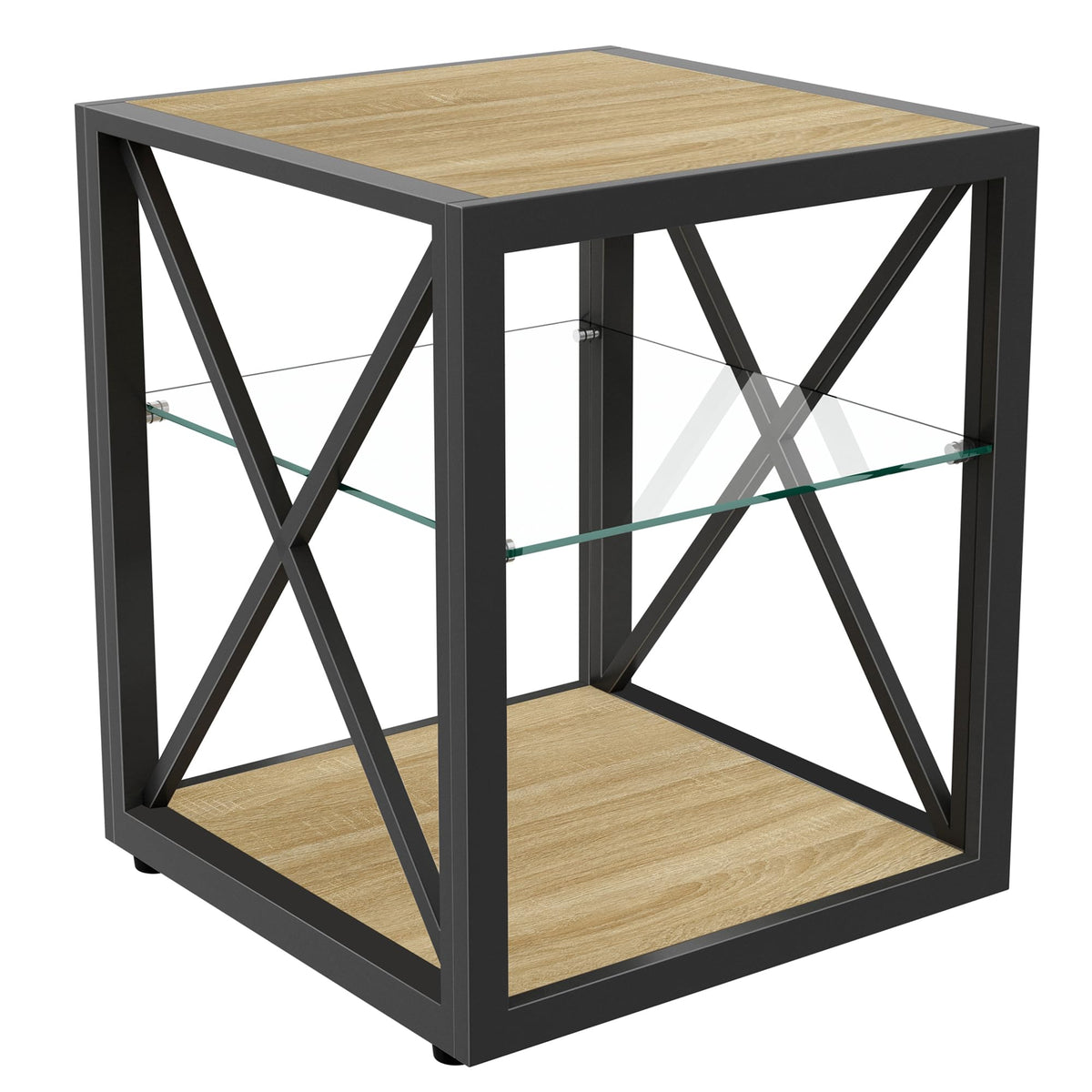 End Table Set of 2 with 3-Tier Storage Shelf U80271