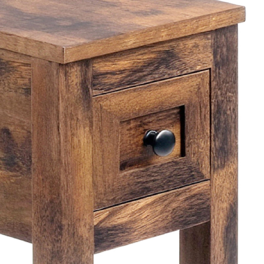 Cherry Chairside Table with Charger and Storage Cabinet W648