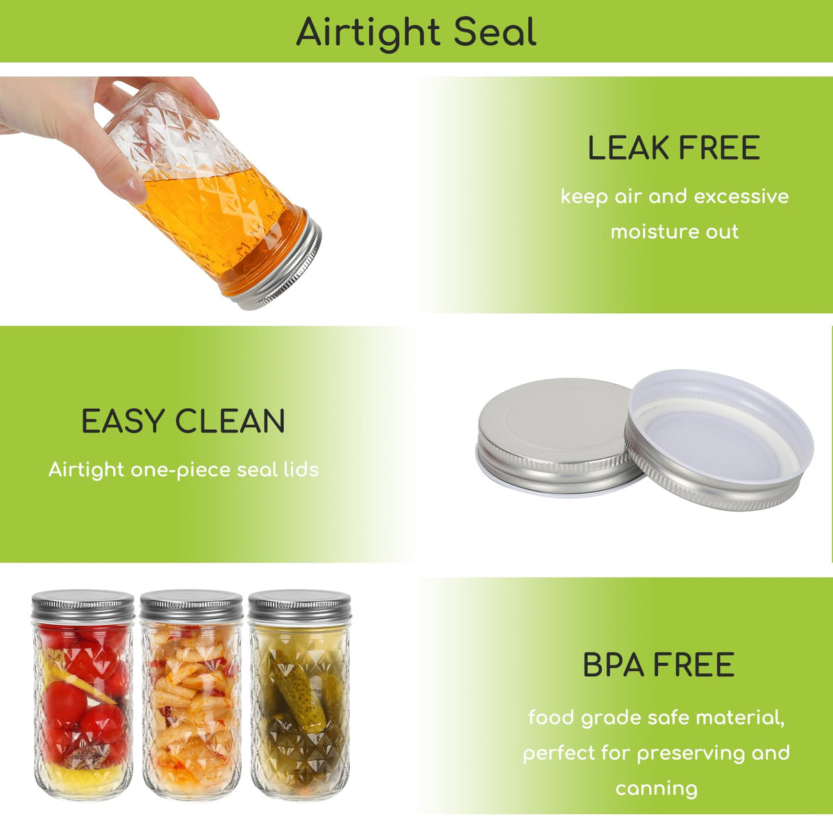 12 oz 20 Pack Glass Mason Jars with Airtight Lids B503460