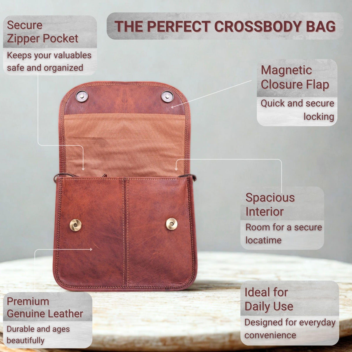 Brown Leather Crossbody Purse B9616