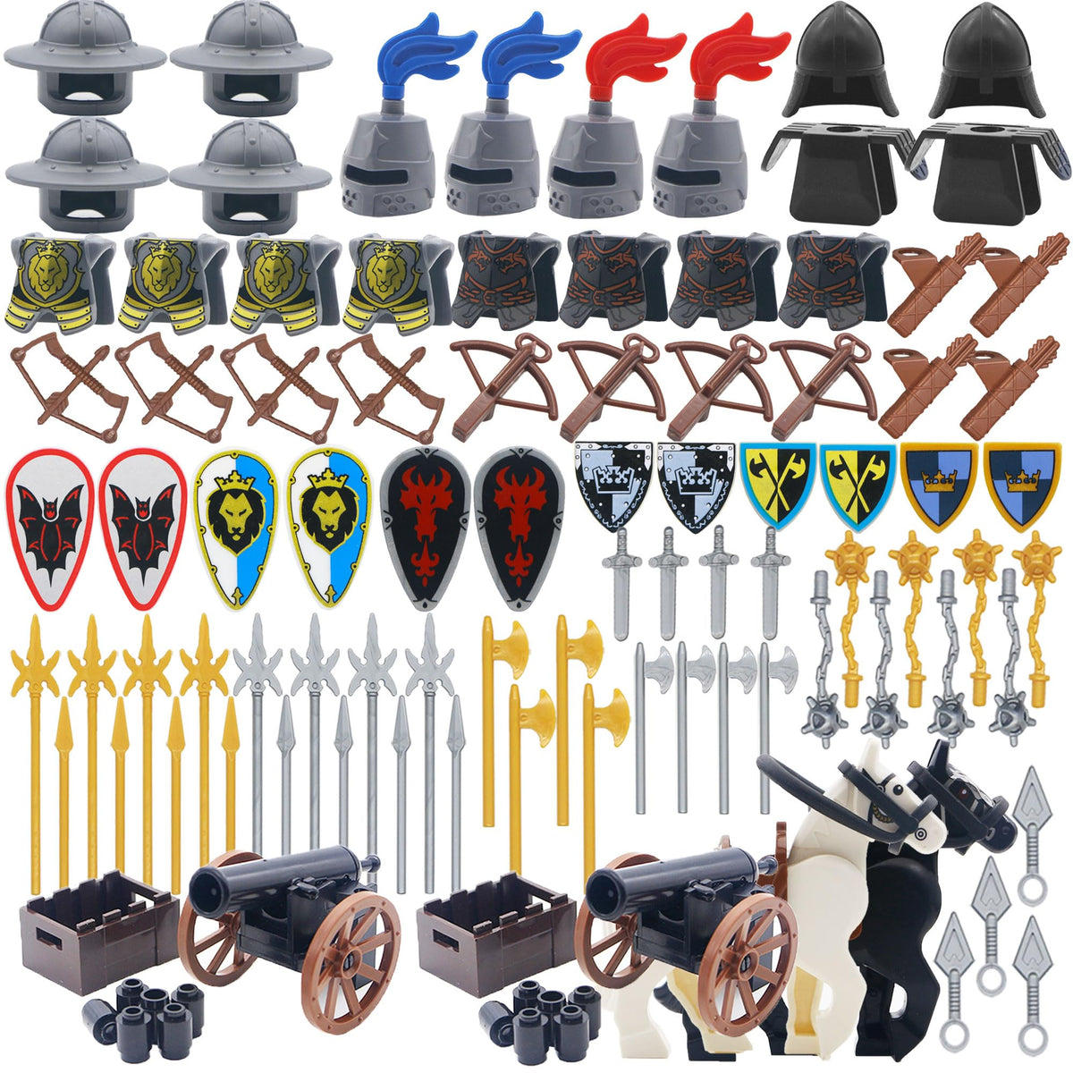 Building Block Medieval Weapon Armor Swords Helmet Horse V762