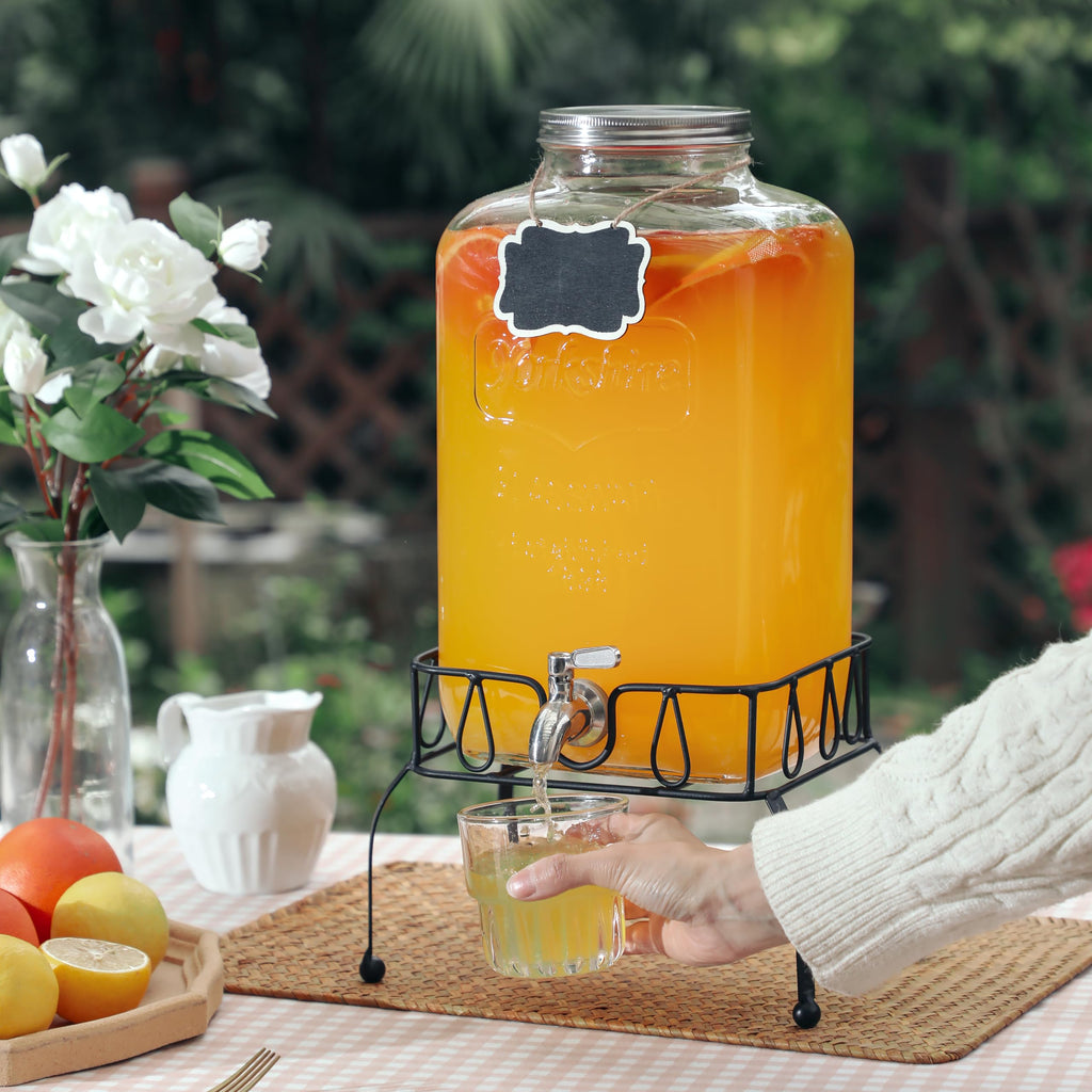 2 Gallon Glass Drink Dispenser with Stand N7712
