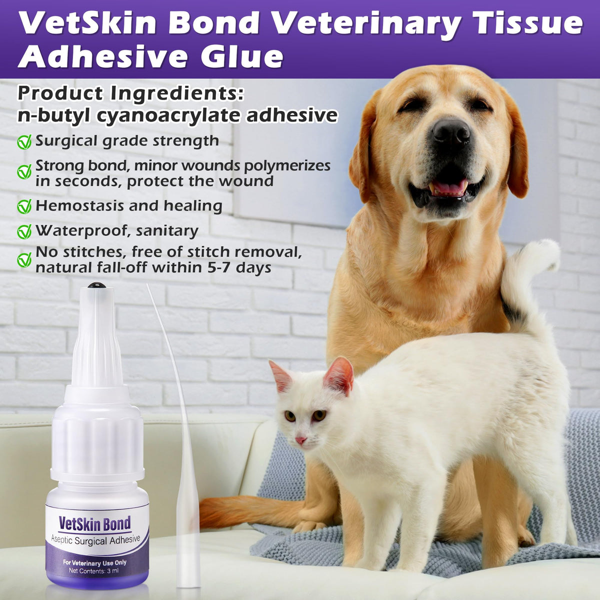 3ml Veterinary Surgical Skin Glue with 10 Applicators Z19207
