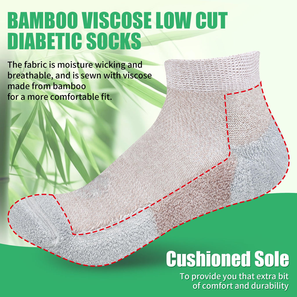 Low Cut Diabetic Socks for Men, 6 Pairs E3524