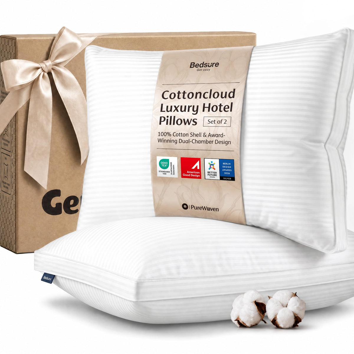 King Size Set of 2 Cotton Pillows G5439