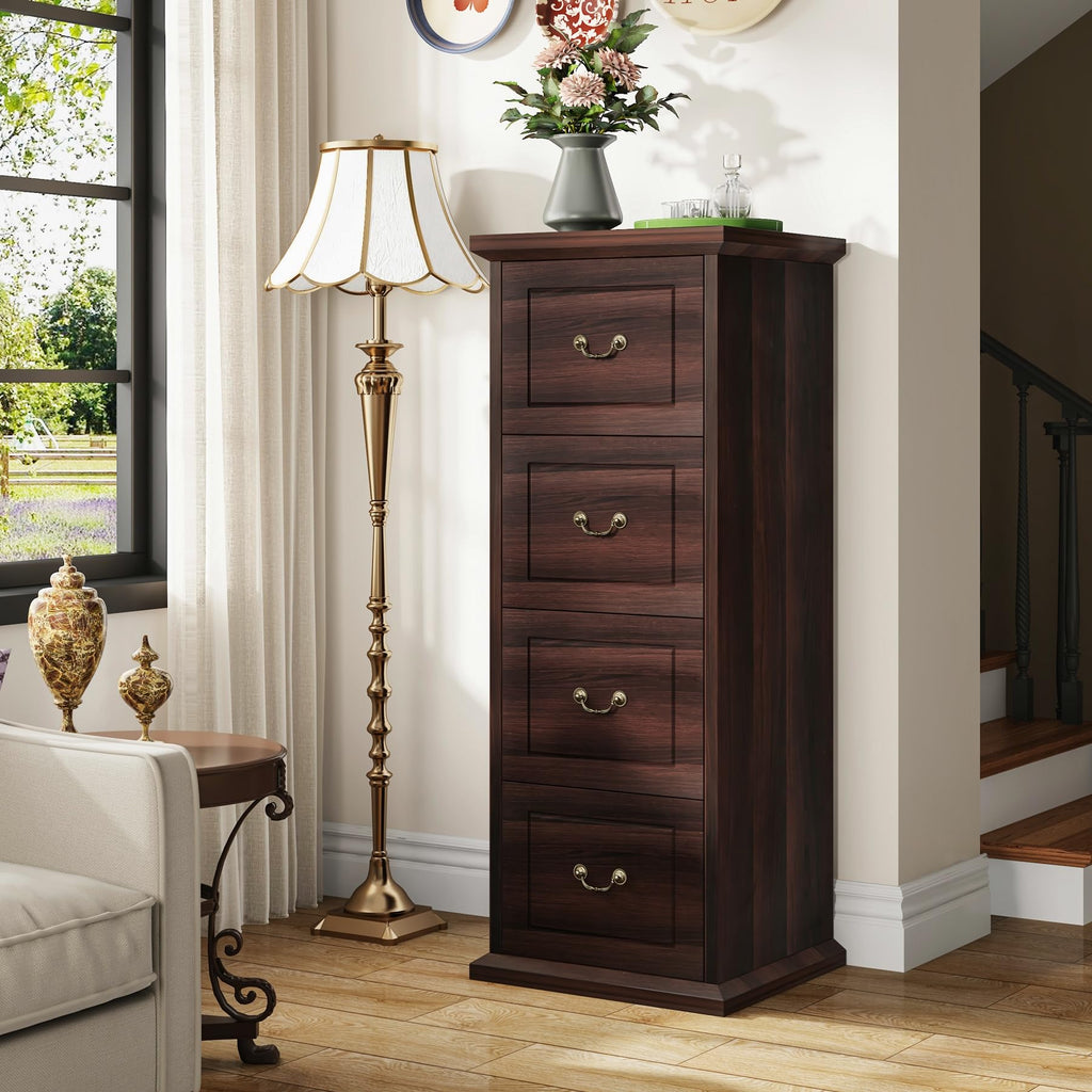 4 Drawer Dark Walnut File Cabinet L180235