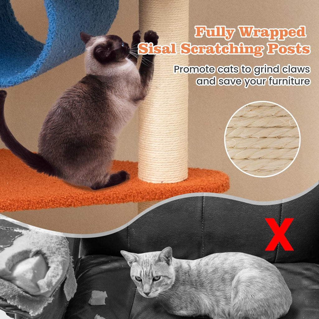 70 inch Multi-Level Cat Tree Tower with Scratching Posts G35187