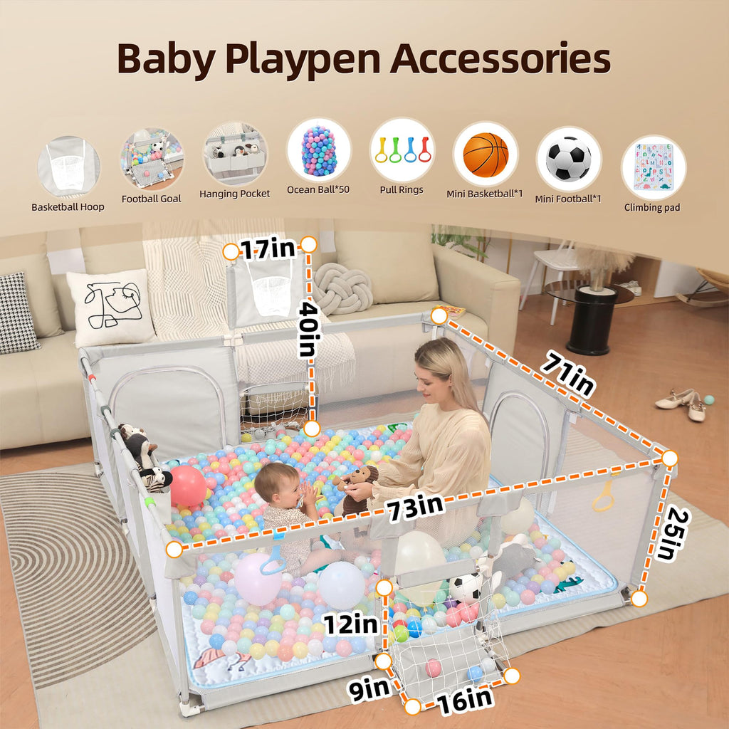 Baby Playpen with Mat 73"x71" R920