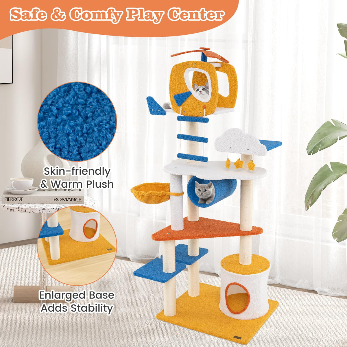70 inch Multi-Level Cat Tree Tower with Scratching Posts G35187