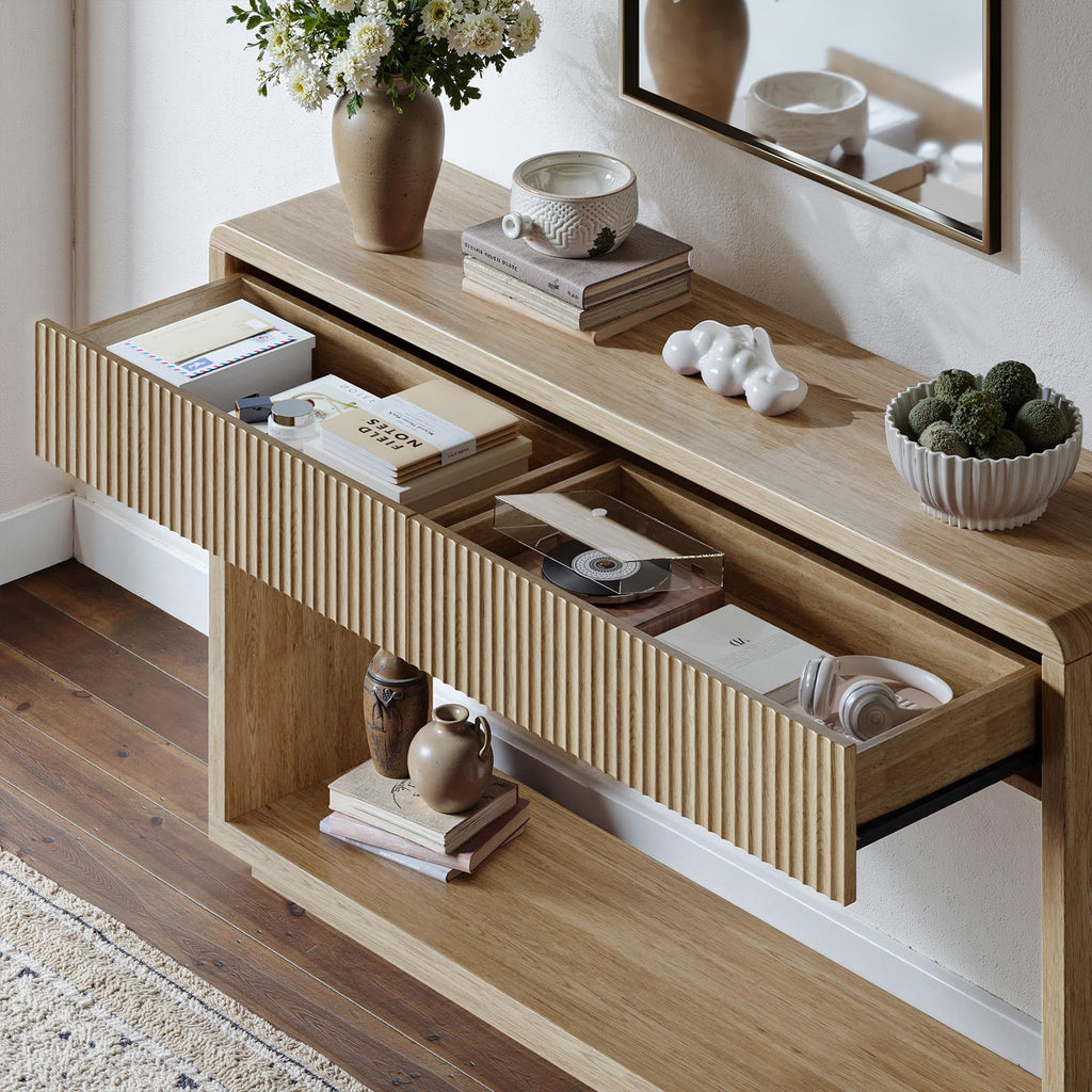 59'' Oak Console Table with Drawers I442139