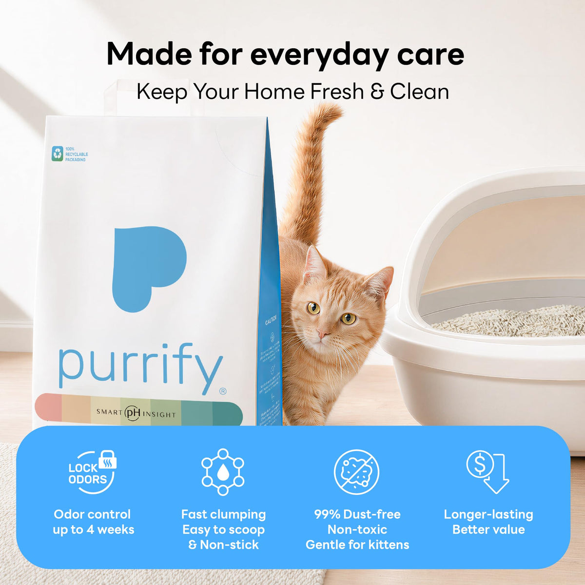 Plant-Based Tofu Cat Litter with Cassava, Color-Changing, Fast Clumping, Unscented 10 lb P202296