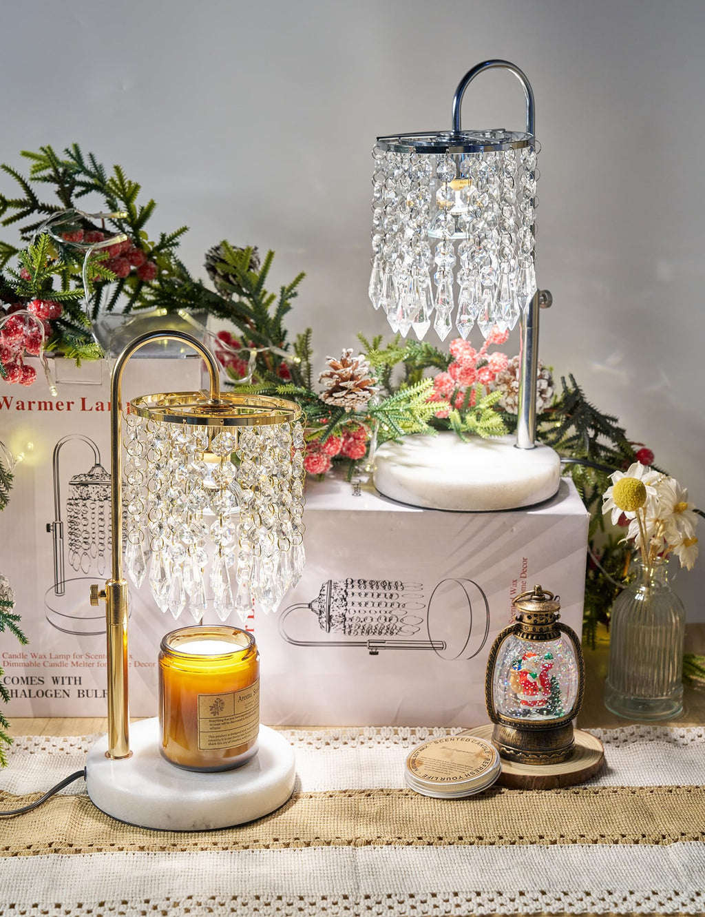Candle Warmer Lamp with Timer Dimmable Adjustable Height Gold H85662