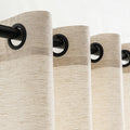 Natural Linen Curtains 90 Inches Long 2 Panels Black Grommets Y48437