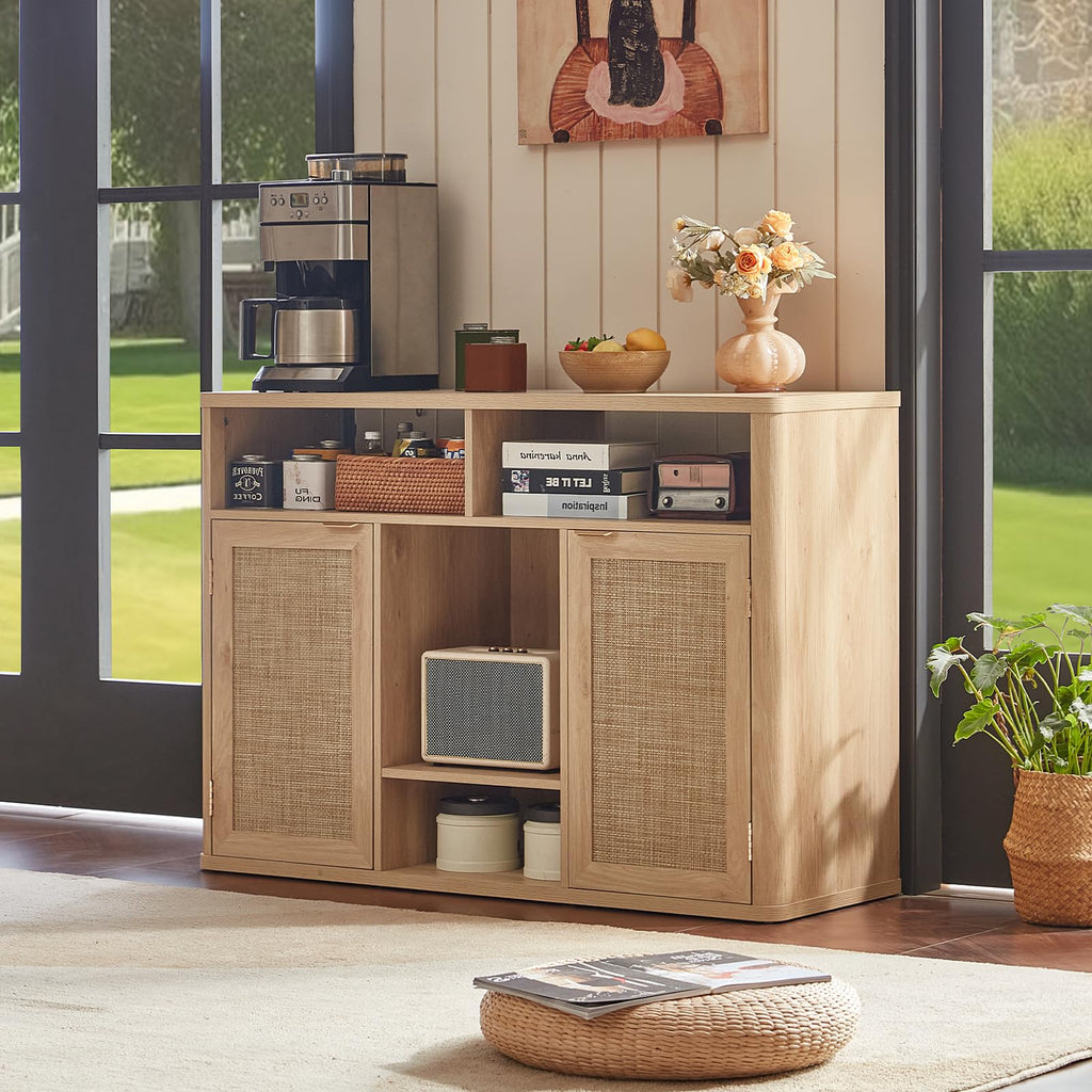 Rattan Wine Bar Cabinet with Storage Y317