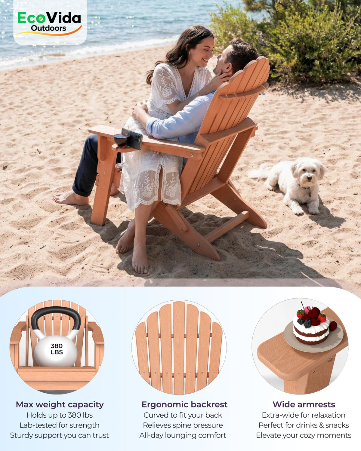HDPE Adirondack Chair Set of 4 with Cup Holders W9188