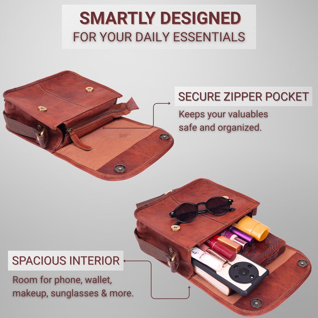 Brown Leather Crossbody Purse B9616