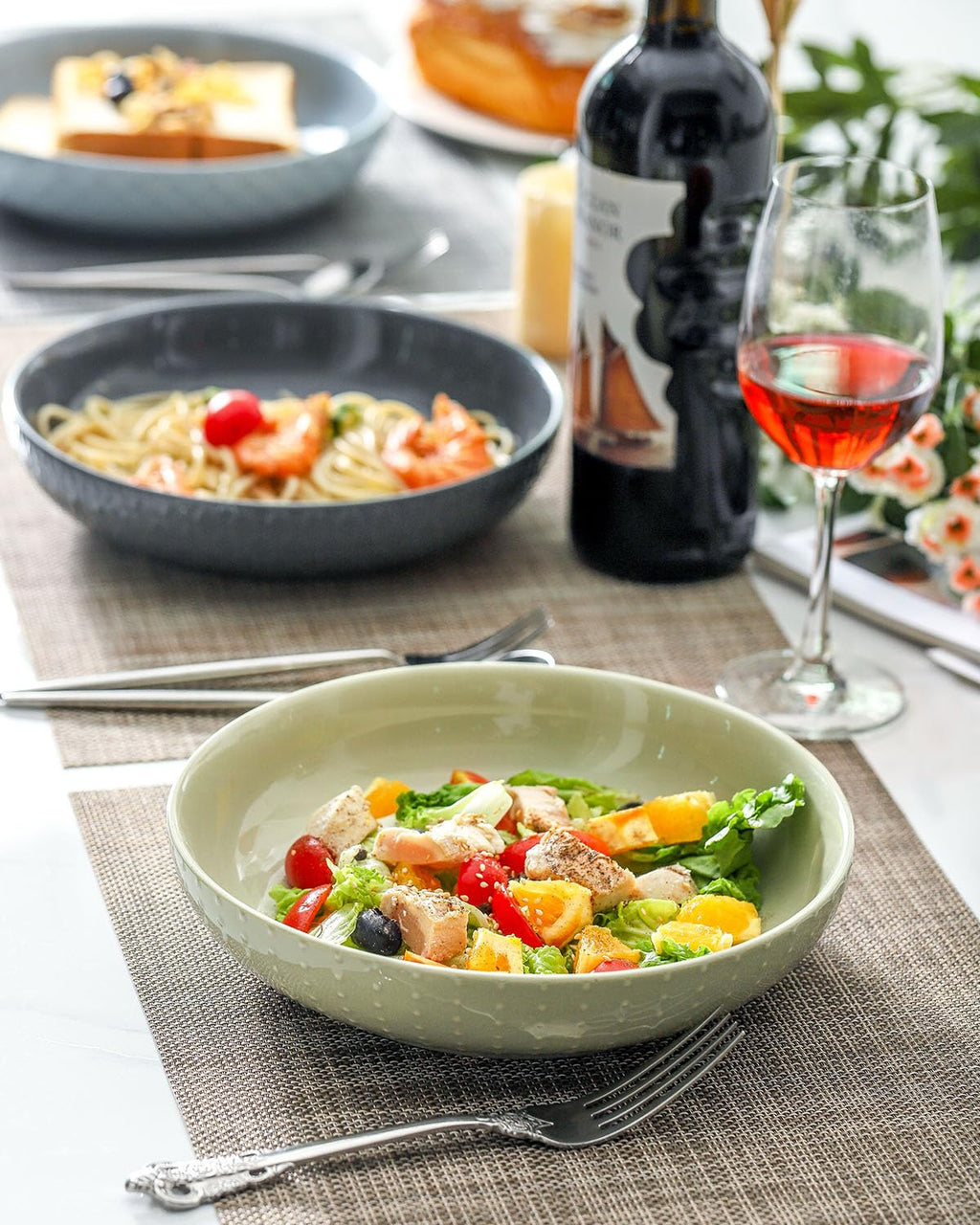 9.1'' 42 OZ Ceramic Pasta Bowls Set of 4 A77961