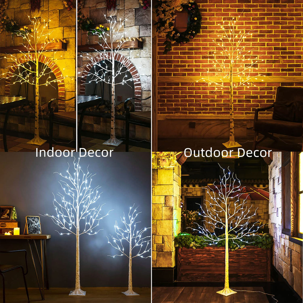 6ft 96LED Lighted Artificial Birch Tree with 9 Modes Timer E7884