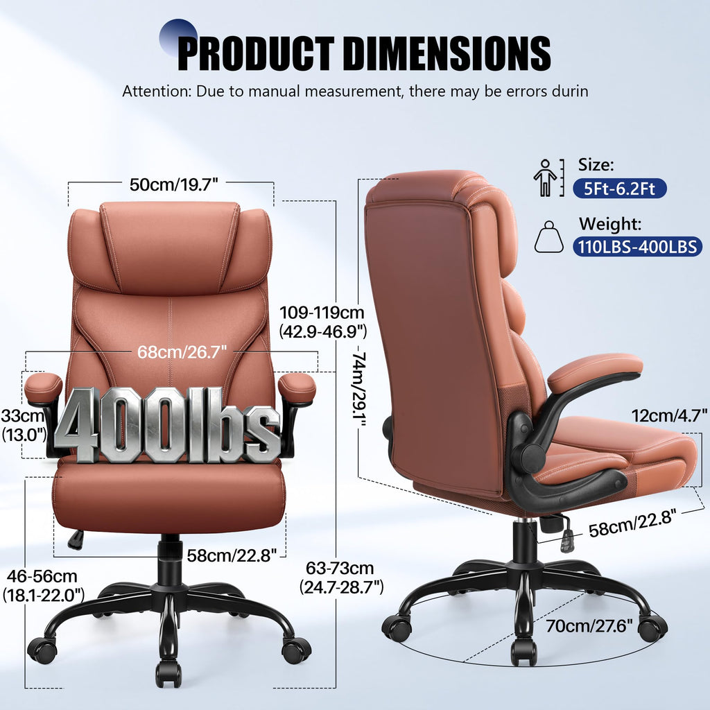Brown High Back Office Chair with Flip-up Armrests G2151