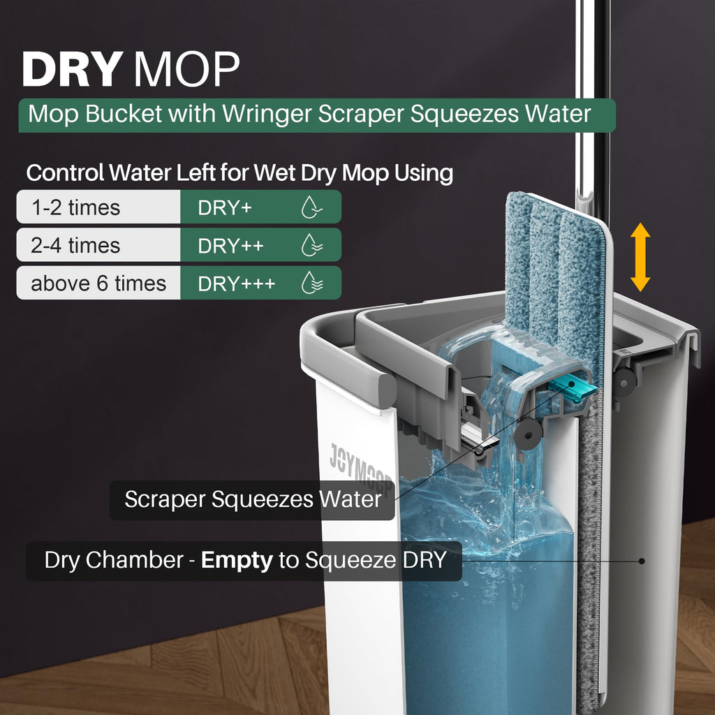 Wall Mop and Bucket Set with 3 Washable Microfiber Pads I74220