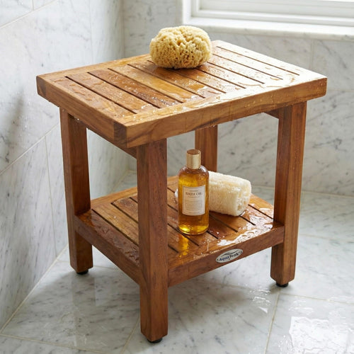 18" Teak Shower Bench with Shelf Z352525