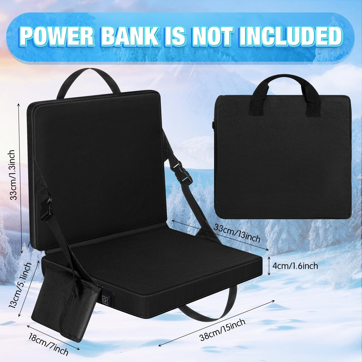 2 Pcs Portable Foldable Heated Seat Cushion USB Powered 3 Mode Adjustable Pad with Pocket V126