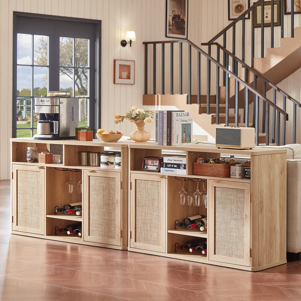 Rattan Wine Bar Cabinet with Storage Y317