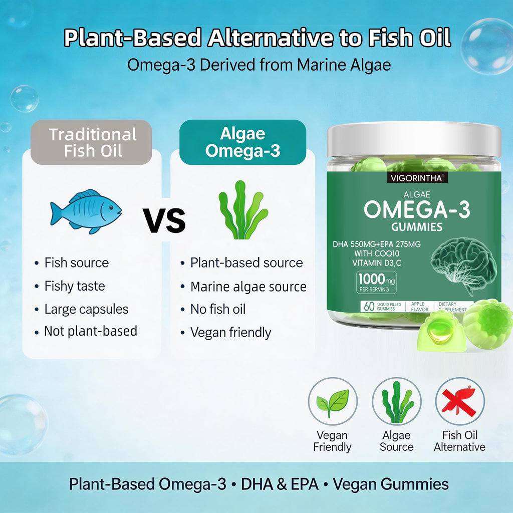Vegan Omega-3 Algae Oil Softgels with DHA & EPA, 120 Softgels Q752896