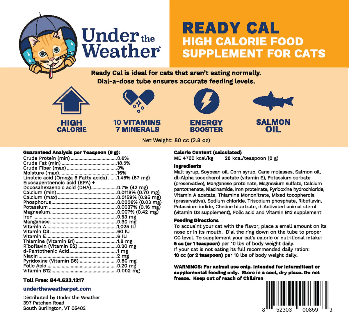 High Calorie Cat Supplement with Vitamins Minerals Omega Fatty Acids F510