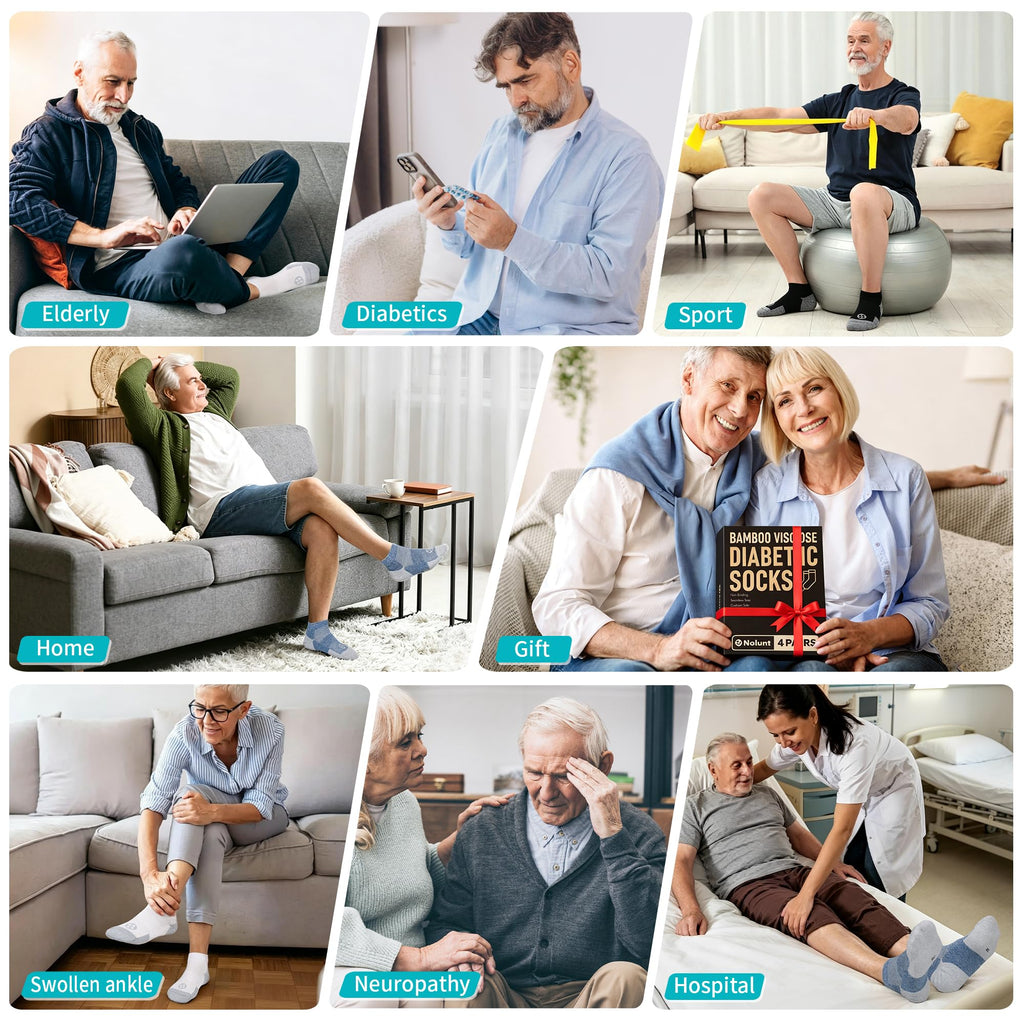 Low Cut Diabetic Socks for Men, 6 Pairs E3524