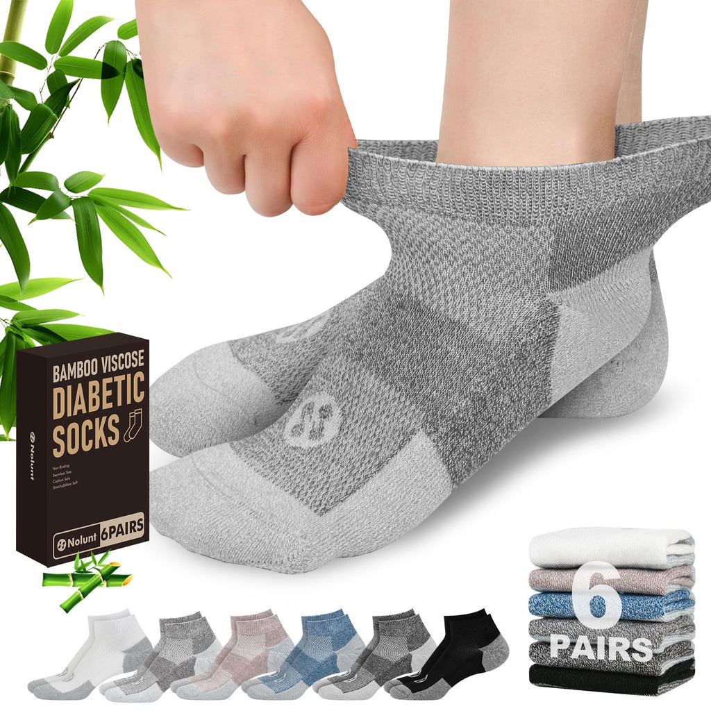 Low Cut Diabetic Socks for Men, 6 Pairs E3524