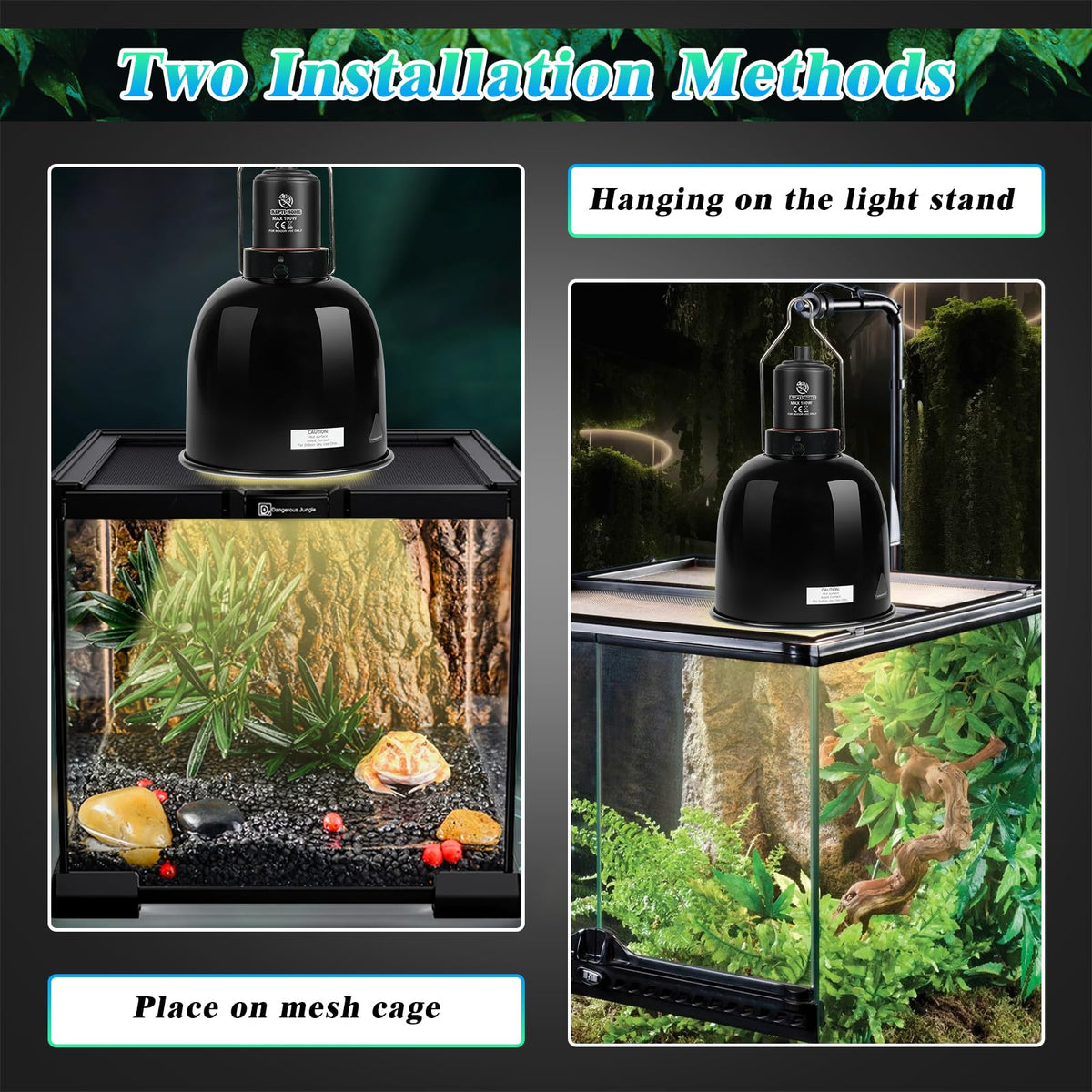 5.5 Inch Deep Dome Reptile Light Fixture with Dimming Thermostat D280152