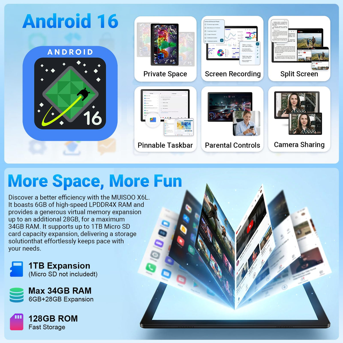 Android Tablet with Keyboard Mouse Stylus Case B37921