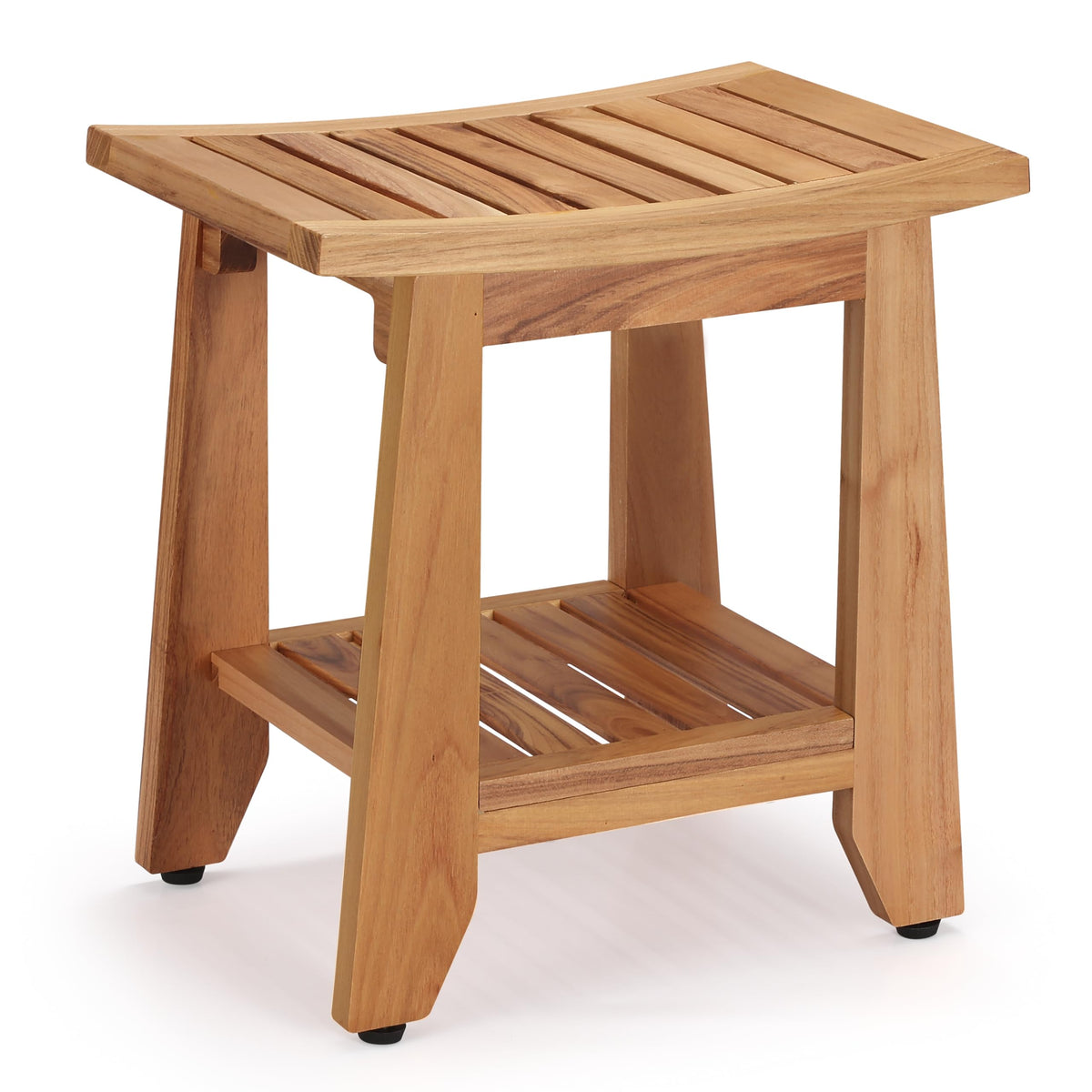 14'' Waterproof Teak Shower Bench with Storage Shelf J32846
