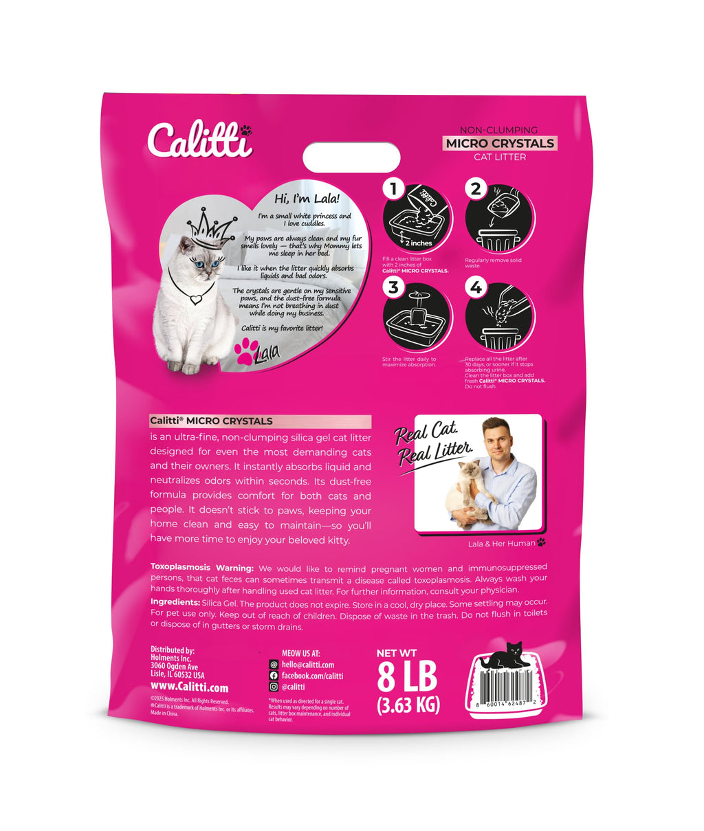 Micro Crystal Cat Litter, Unscented, 8 lb Bag, Non-Clumping Silica Gel L599