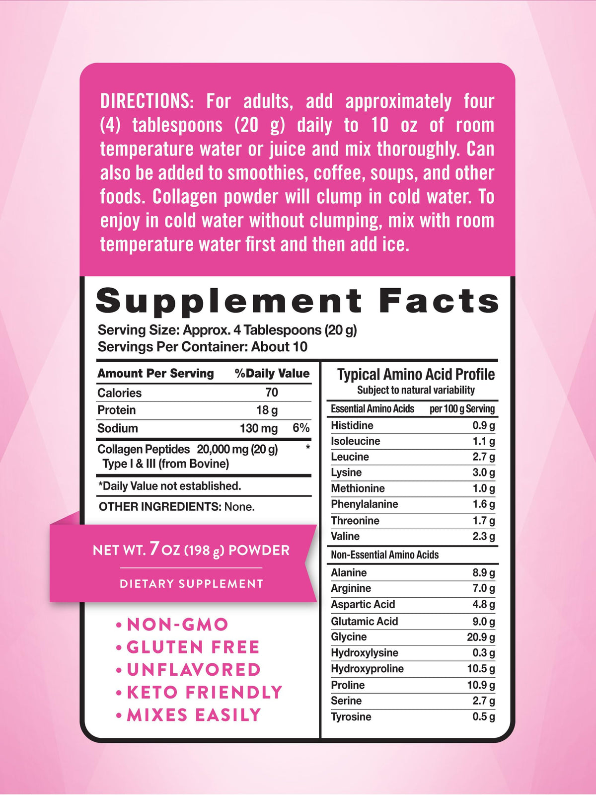 Collagen Powder 7 oz Type I and III Unflavored K27261