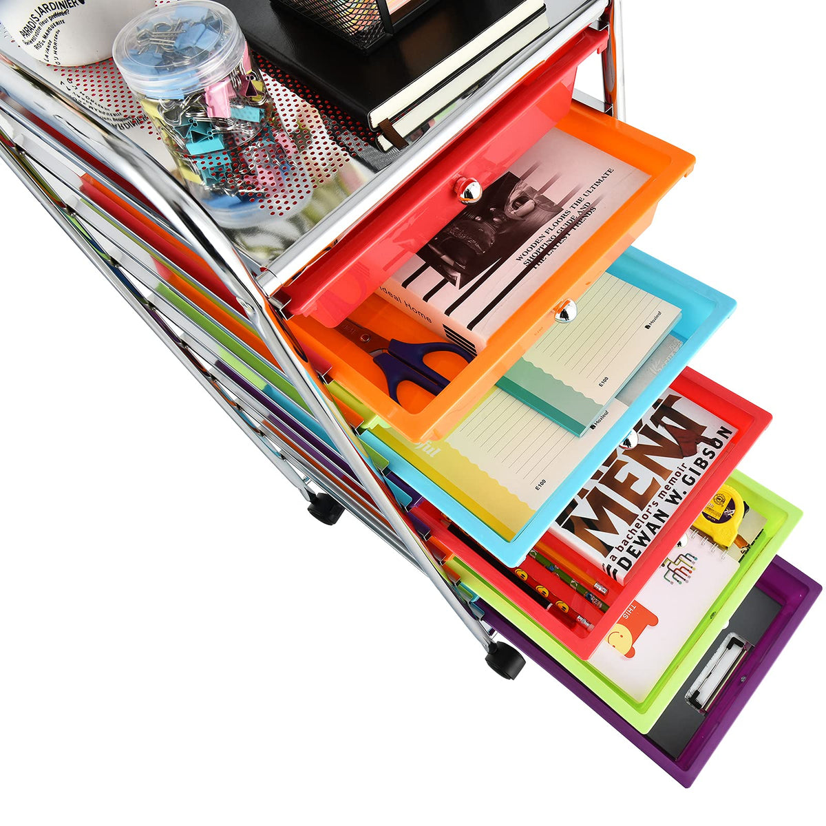 10 Drawer Multicolor Alloy Steel Storage Cart M89410