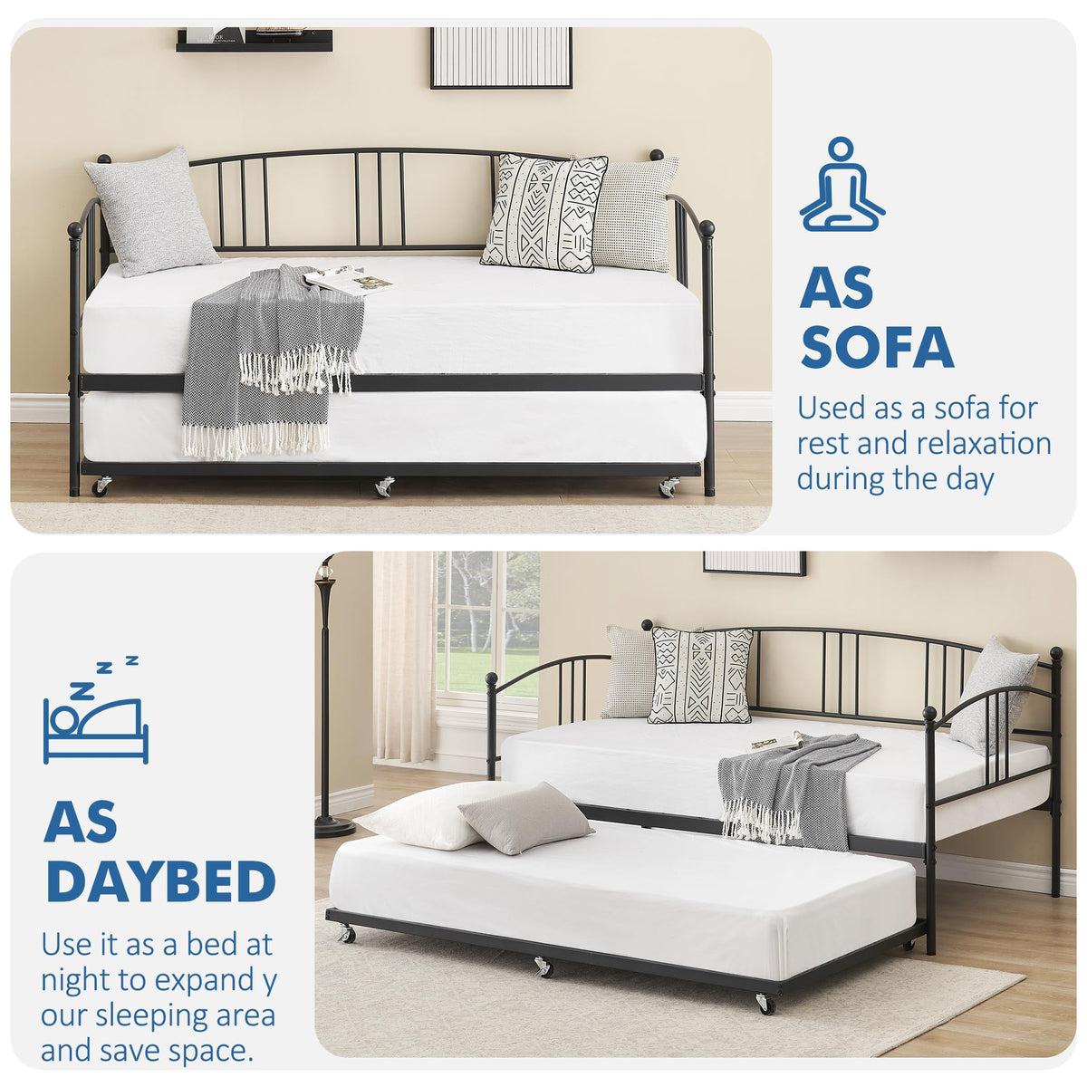 Twin Metal Daybed with Trundle L62578