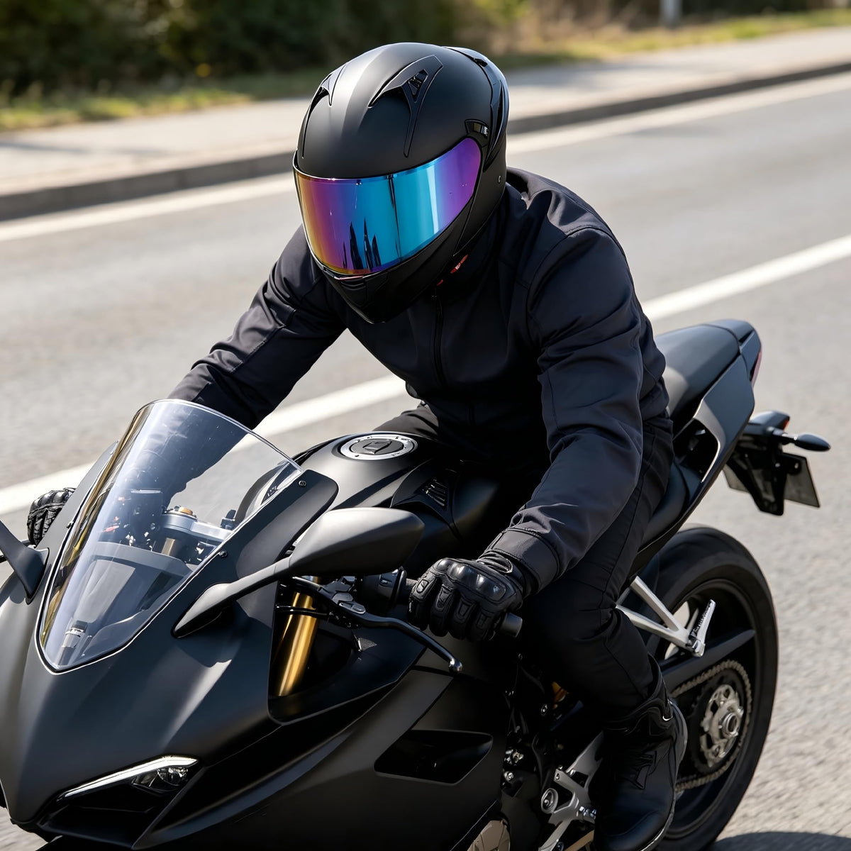 Modular Motorcycle Helmet Dual Visor Flip Up Full Face Matte Black XXL D363