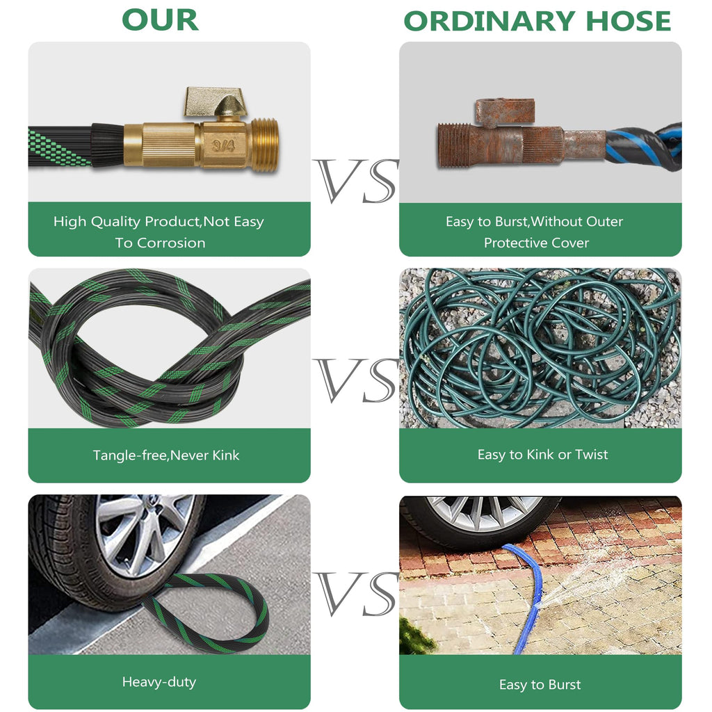 100FT Lightweight Garden Hose with 10-Pattern Nozzle D4643