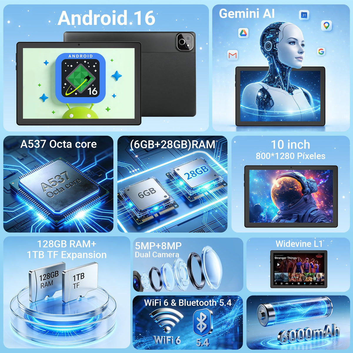 Android Tablet with Keyboard Mouse Stylus Case B37921