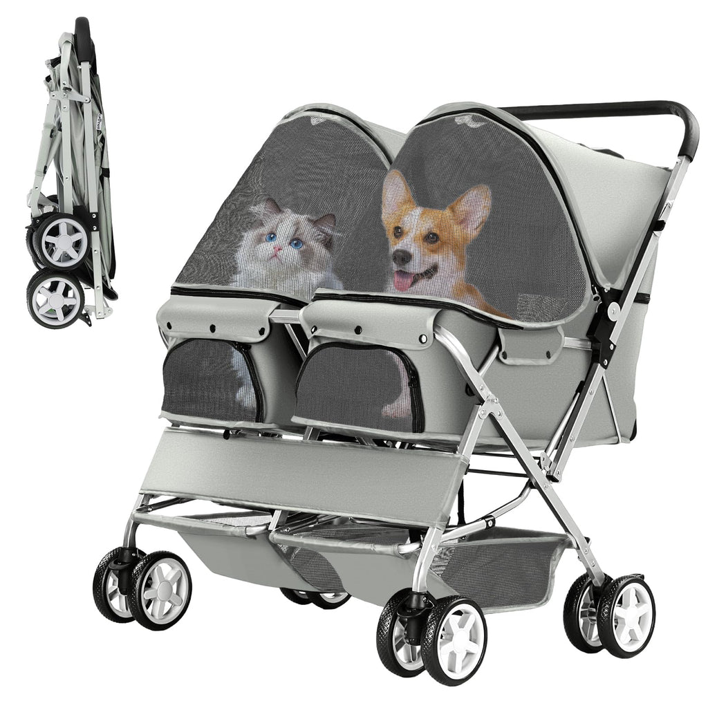 Gray Double Pet Stroller F2996